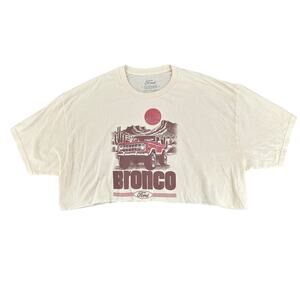 Ford XL Hand Cut Cropped T-Shirt Bronco Classic Upcycled XL Cotton Short Top